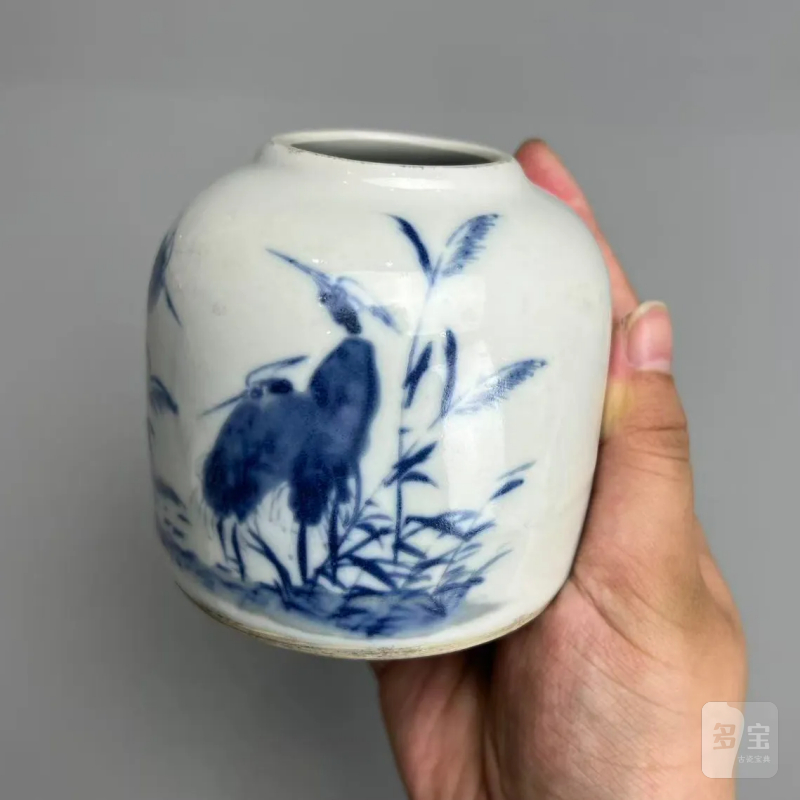 清晚期 青花芦雁纹文房水丞 - 图6